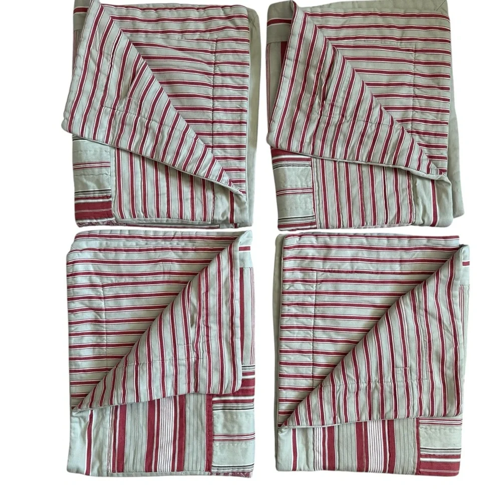 Pottery Barn Vintage Stripe Patchwork Cotton Pillow Shams 4PCS Size 20x26